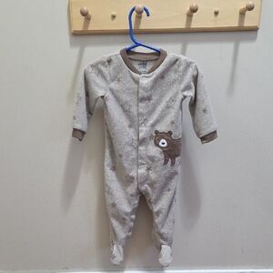 Beige Starry Bear Footie Size 6 - 9 Months